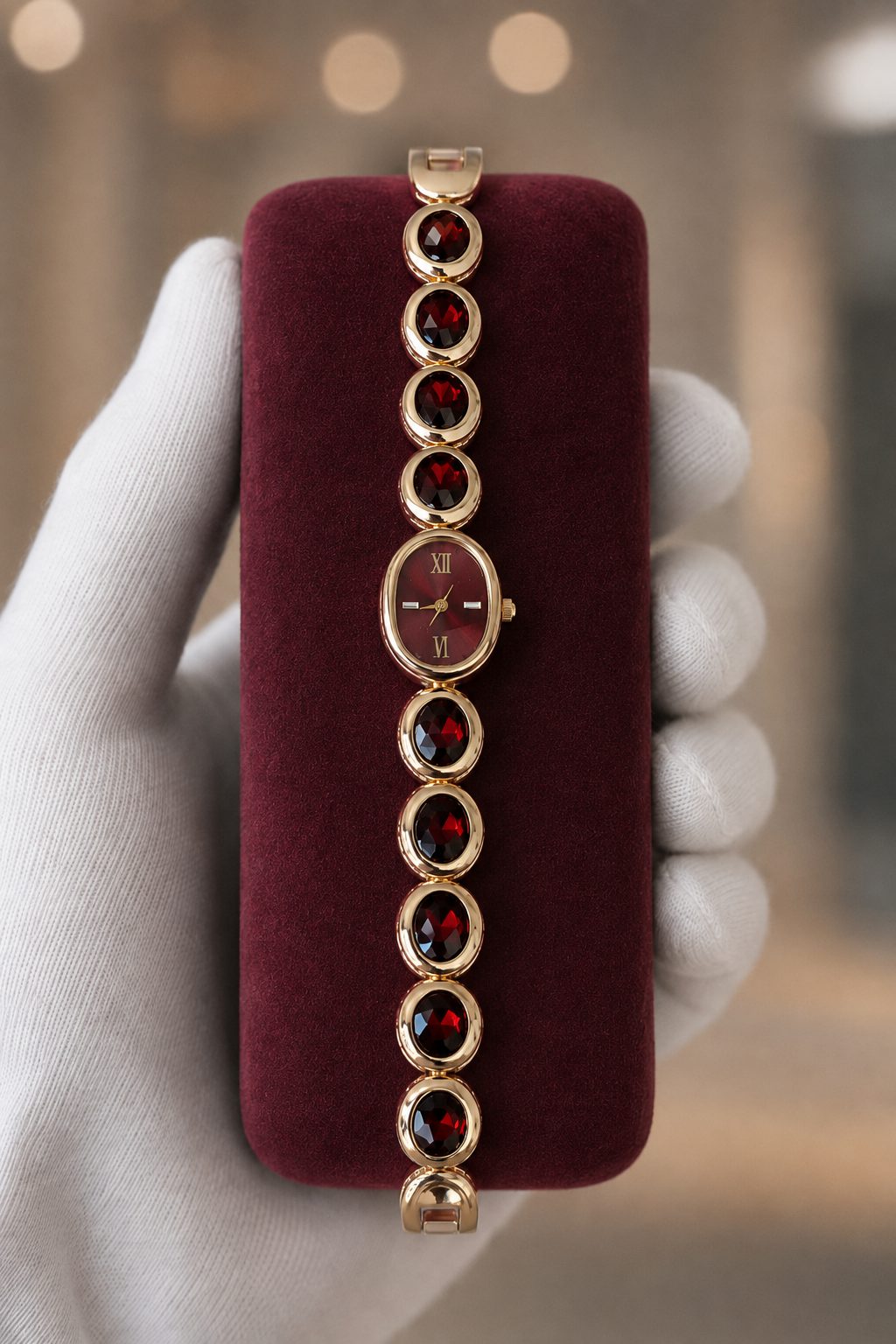 Bordo Kadranlı Taşlı görsel 2