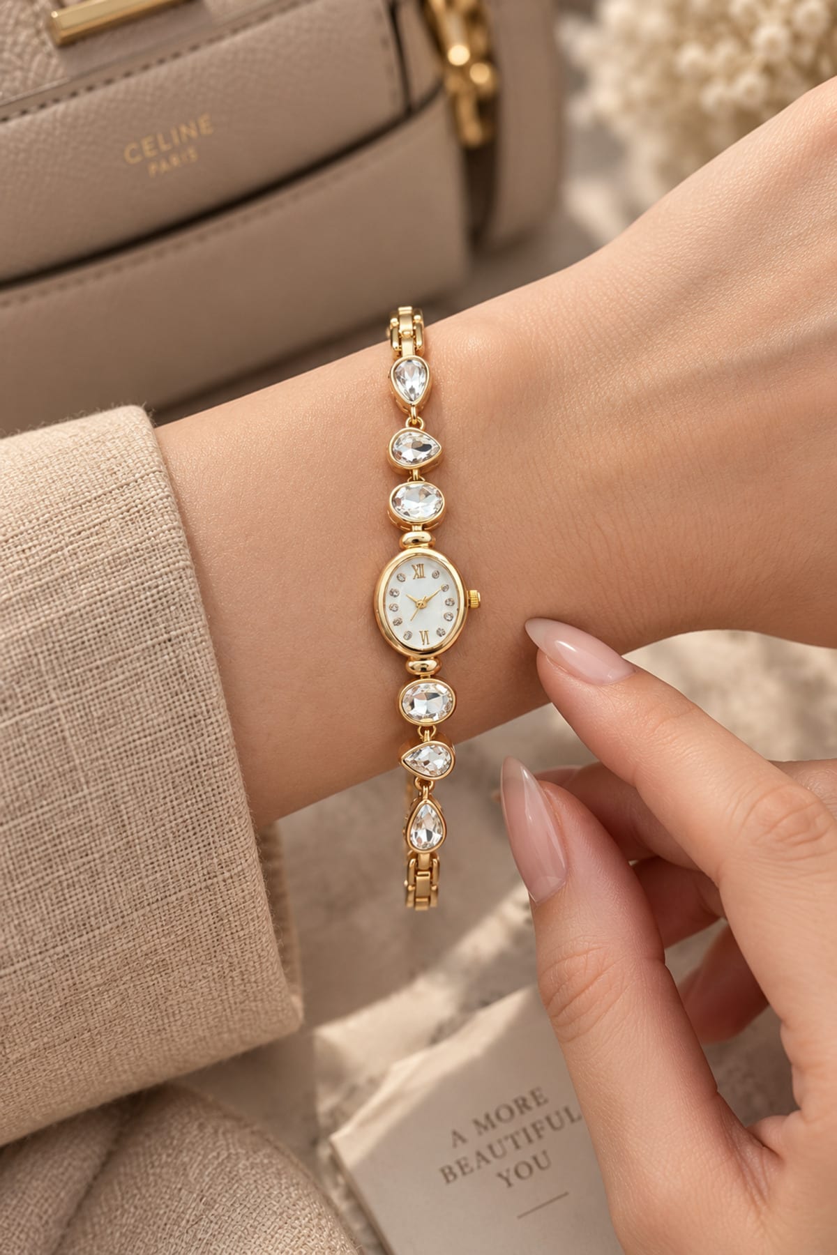 Kristal Taşlı Oval görsel 3